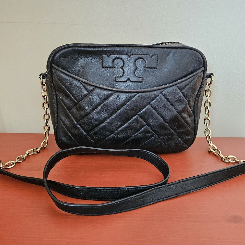 Tory Burch Black Leather Alexa Camera Bag